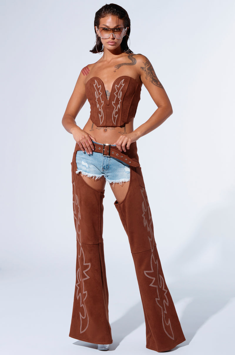 SMOKE HOUR SUEDE CORSET IN BROWN
