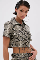 VENOM CROPPED LEATHER BUTTON DOWN