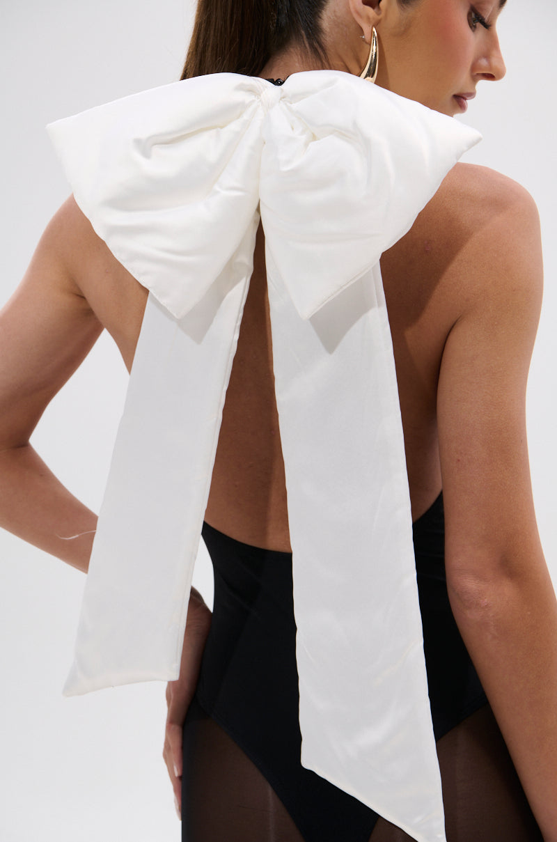 LOVE ME MORE BOW BODYSUIT