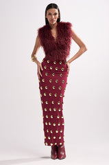 TARA FAUX FUR HALTER TOP