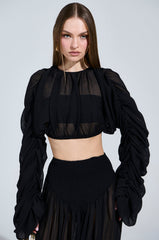 LAURA RUCHED CROPPED BLOUSE