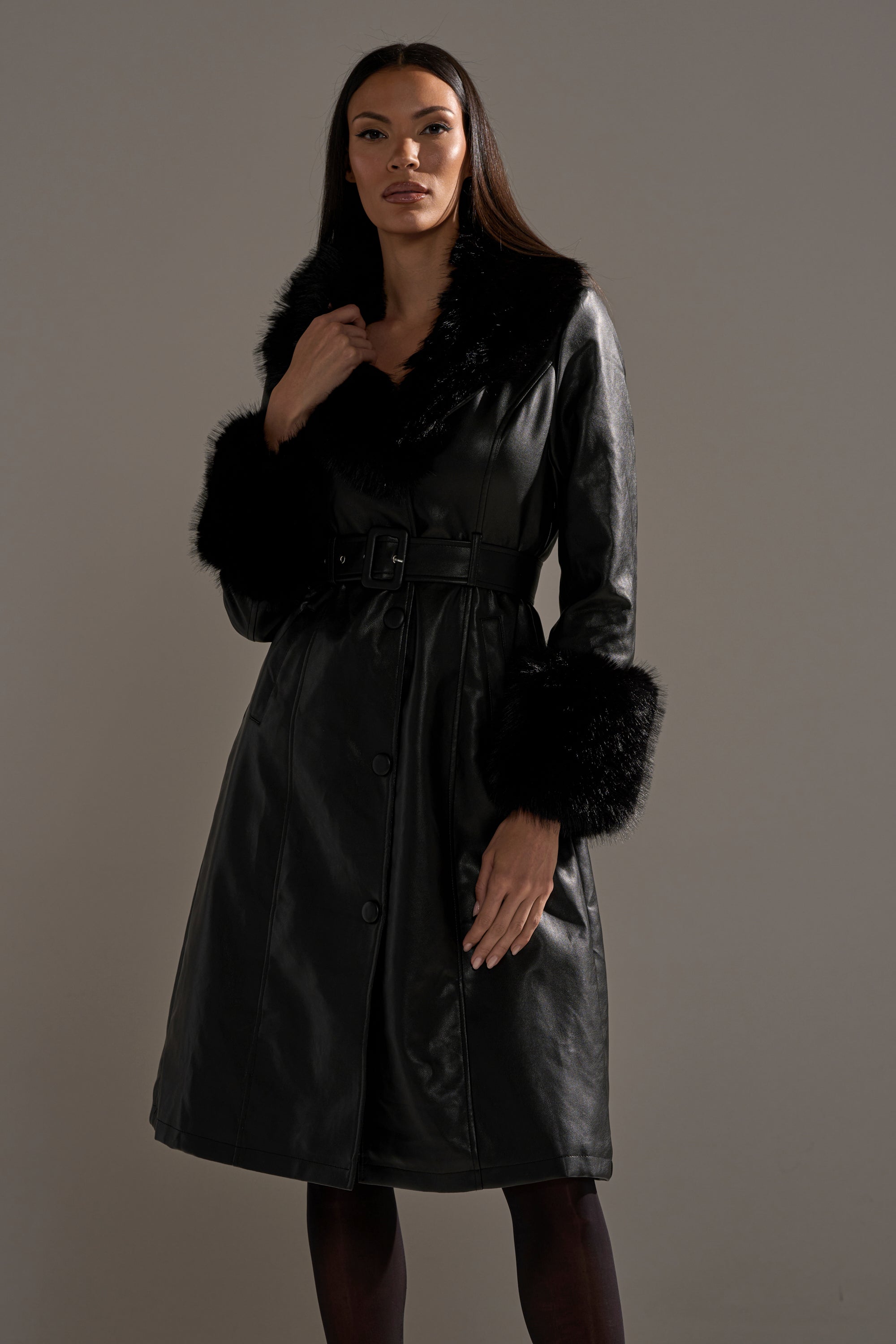 KAYA FUR TRIM TRENCH