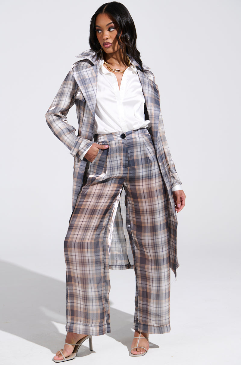 PLAID ABOUT YOU SHEER TRENCH