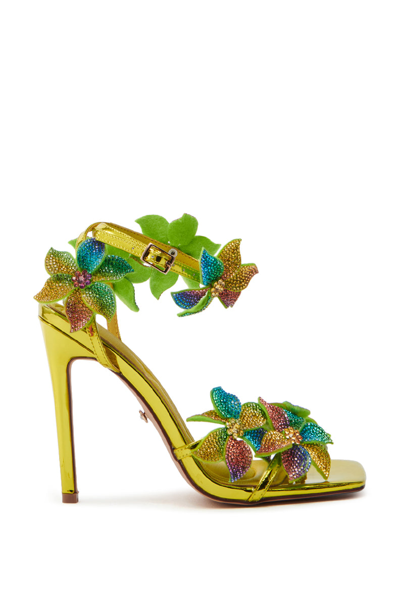 AZALEA WANG NERIYA MULTI RHINESTONE FLOWER STILETTO SANDAL
