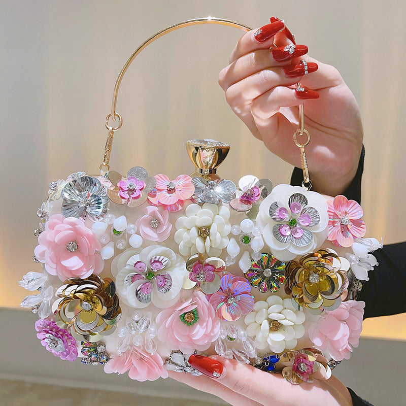 Floral Evening Clutch Bag for Women – Top Handle Formal Handbag for Dinner and Banquet