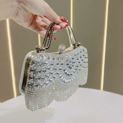 Rhinestone Tassel Evening Clutch for Women – Wedding & Banquet Shoulder Crossbody Bag