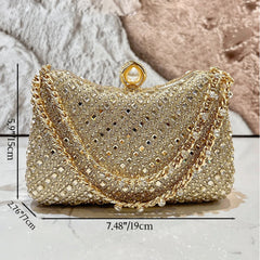 Diamond-Detail Evening Bag for Wedding and Banquet with Messenger Strap