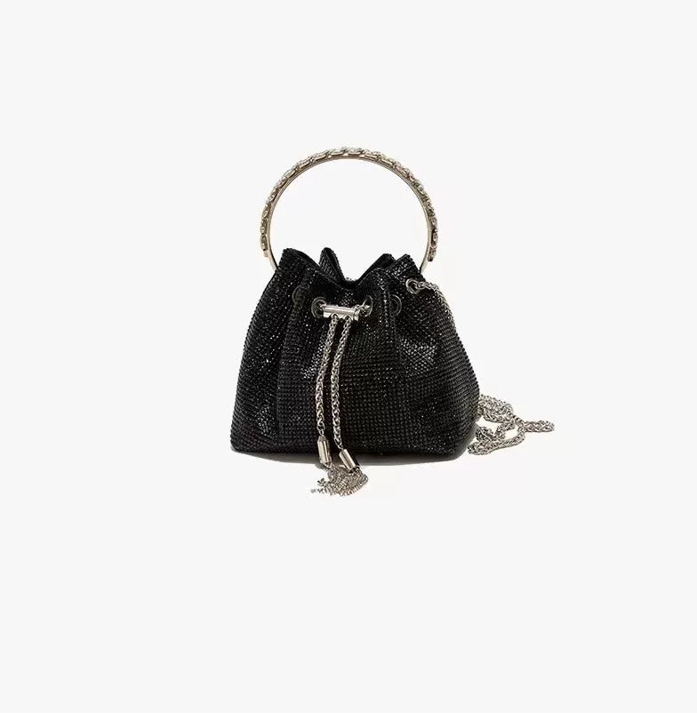2025 High-End Pink Rainbow Diamond Evening Bag - Rhinestone Crossbody Handbag for Women