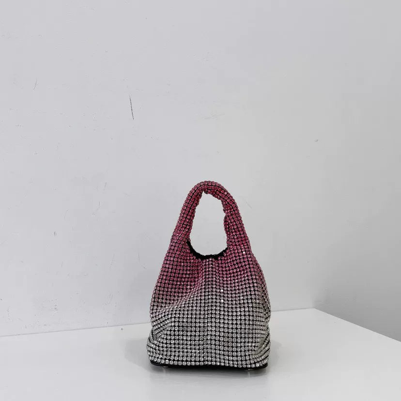 Rhinestone Bucket Bag for Women – Chain Strap Shoulder & Crossbody Handbag