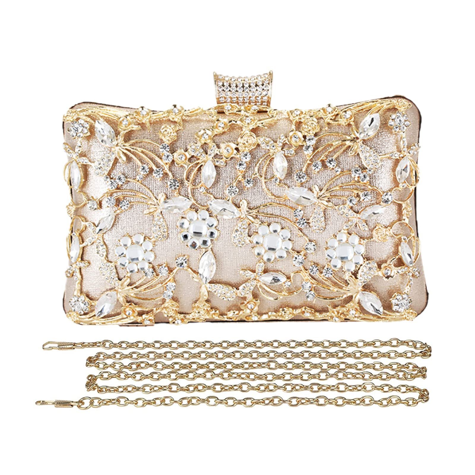 Floral Rhinestone Clutch Bag for Dinner and Banquet, Perfect for Cheongsam and Evening Dresses