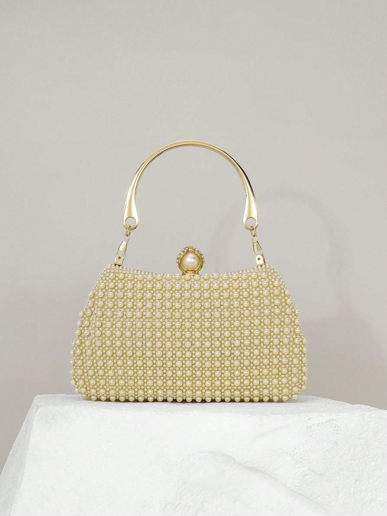 Elegant Pearl Evening Bag with Crossbody Strap for Dinner and Formal Events
