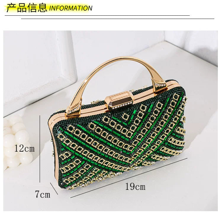 Vintage Style Rhinestone Evening Clutch for Women – Formal Banquet Handbag