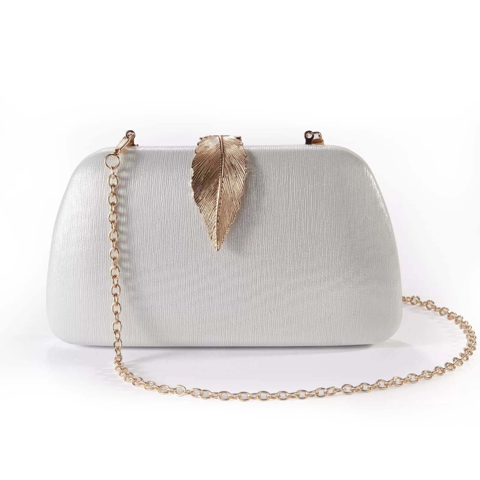 New Fashion Simple Leaf Clutch – Glitter Fabric Banquet Dinner Bag, Small Square Wedding Bag