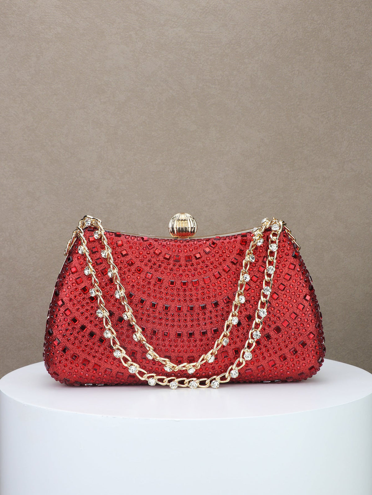 Sparkling Diamond Bridal Clutch Bag for Dinner and Banquet with Portable Design