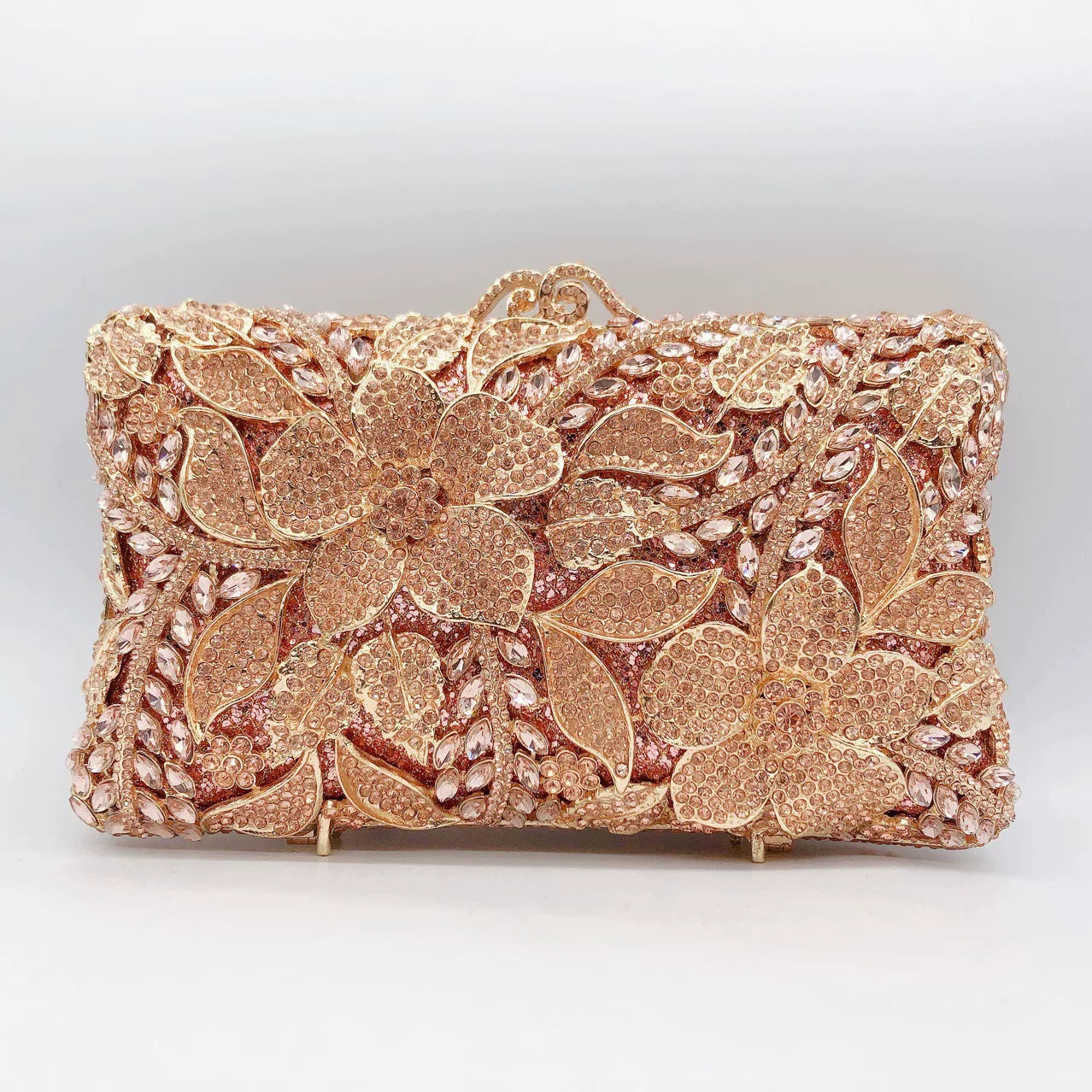 Floral Rhinestone Evening Clutch for Women – Bridal Wedding & Banquet Handbag