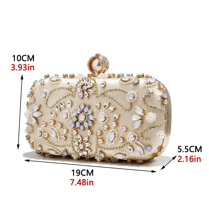 Embroidered Dinner Clutch Bag for Women – Elegant Banquet Bag for Evening Wear