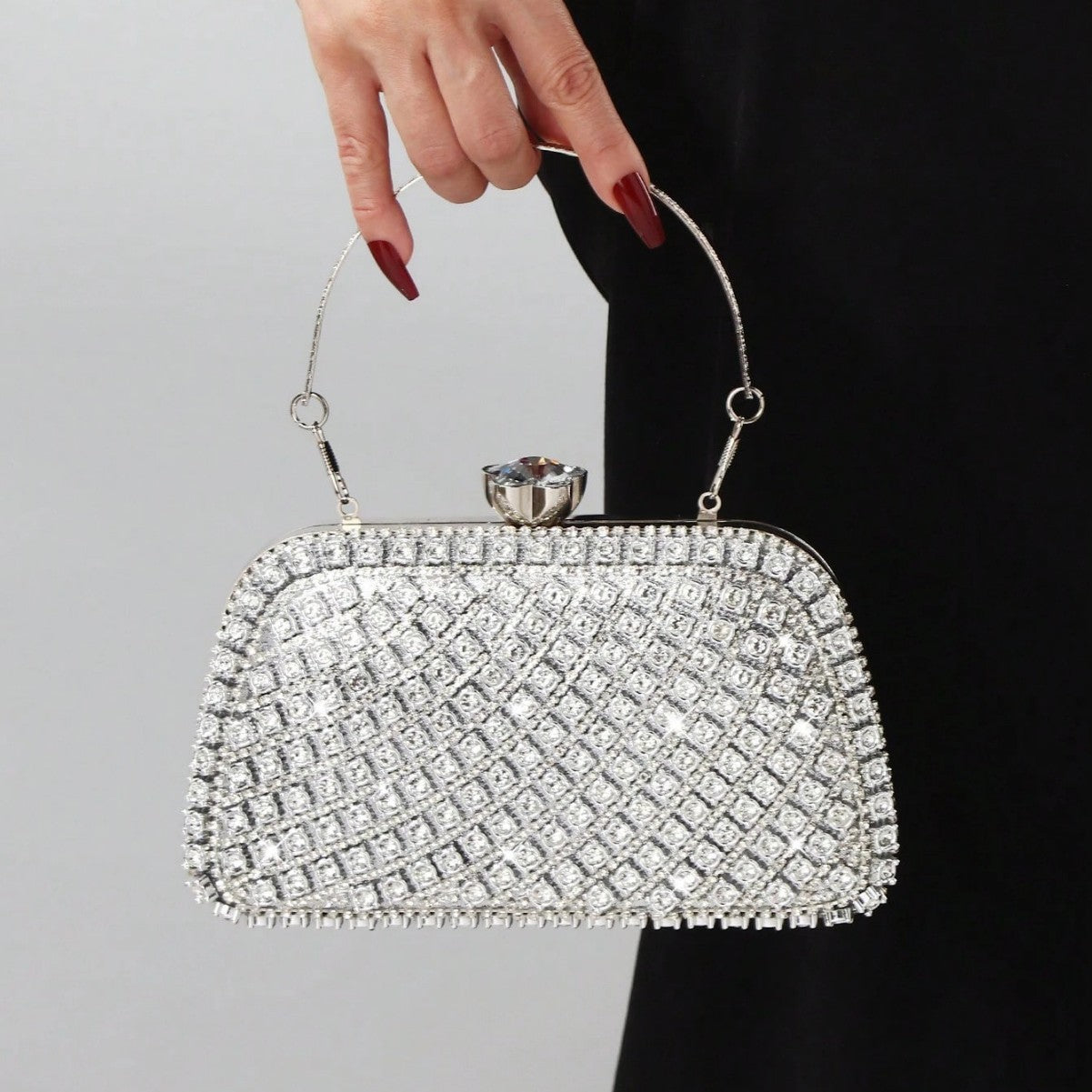 Diamond-Encrusted Evening Clutch Bag for Banquet and Formal Events