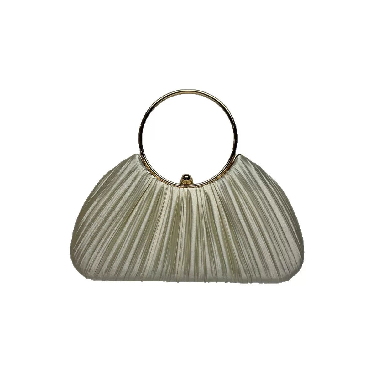 Women's Pleated Evening Handbag – Party Dress Bag with Ring Detail, Elegant KTV Princess Style