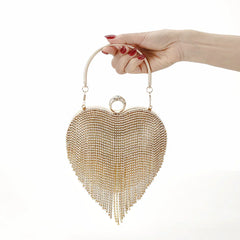 Heart-Shaped Evening Clutch Bag for Women – Tiled Pattern Formal Handbag