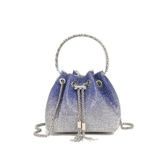 Rhinestone Bucket Evening Bag for Women – Chain Strap Shoulder and Dinner Handbag