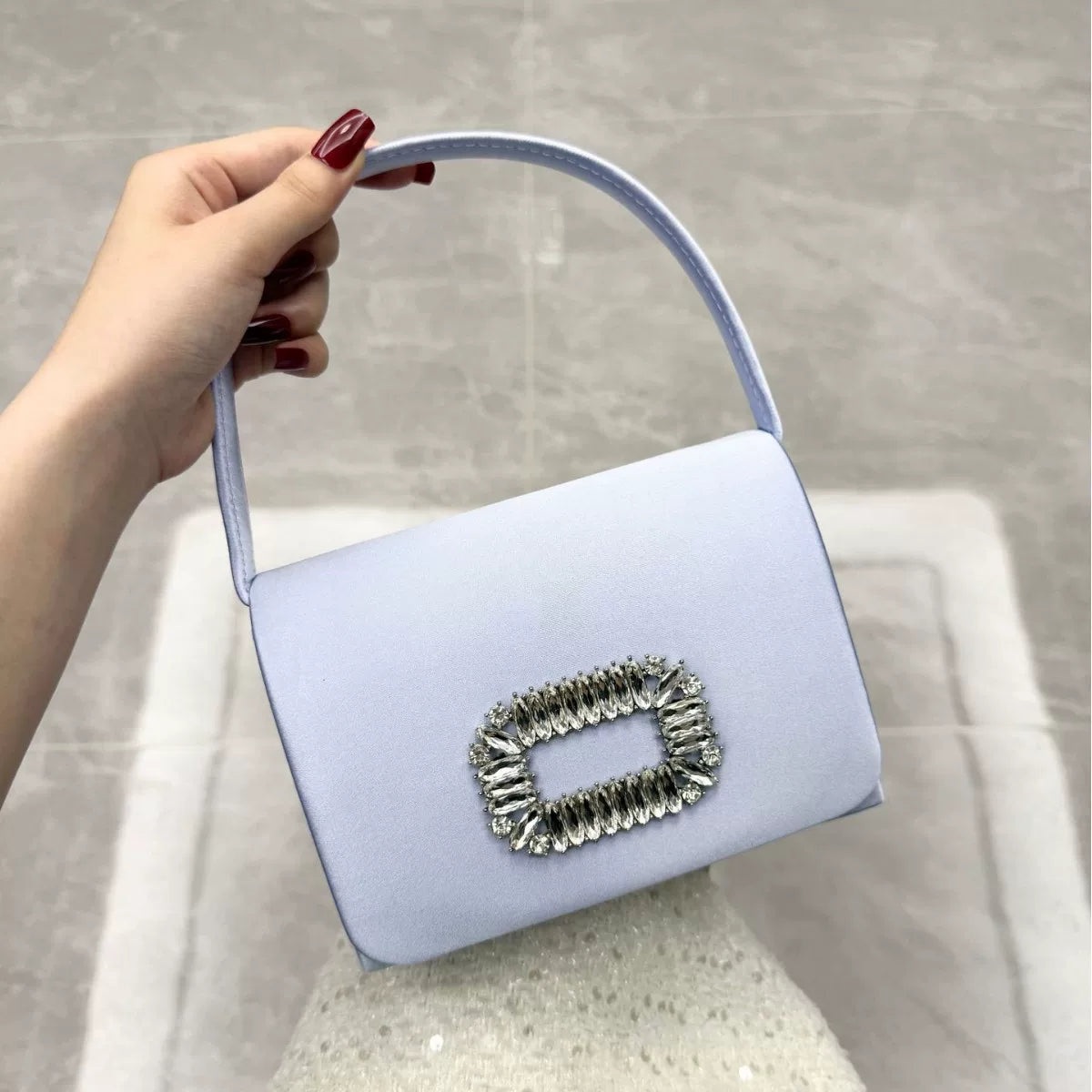 Solid Color Flap Evening Bag for Women – Chain Strap Formal Wedding and Banquet Clutch