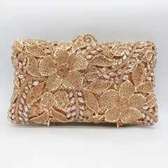 Floral Rhinestone Evening Clutch for Women – Bridal Wedding & Banquet Handbag