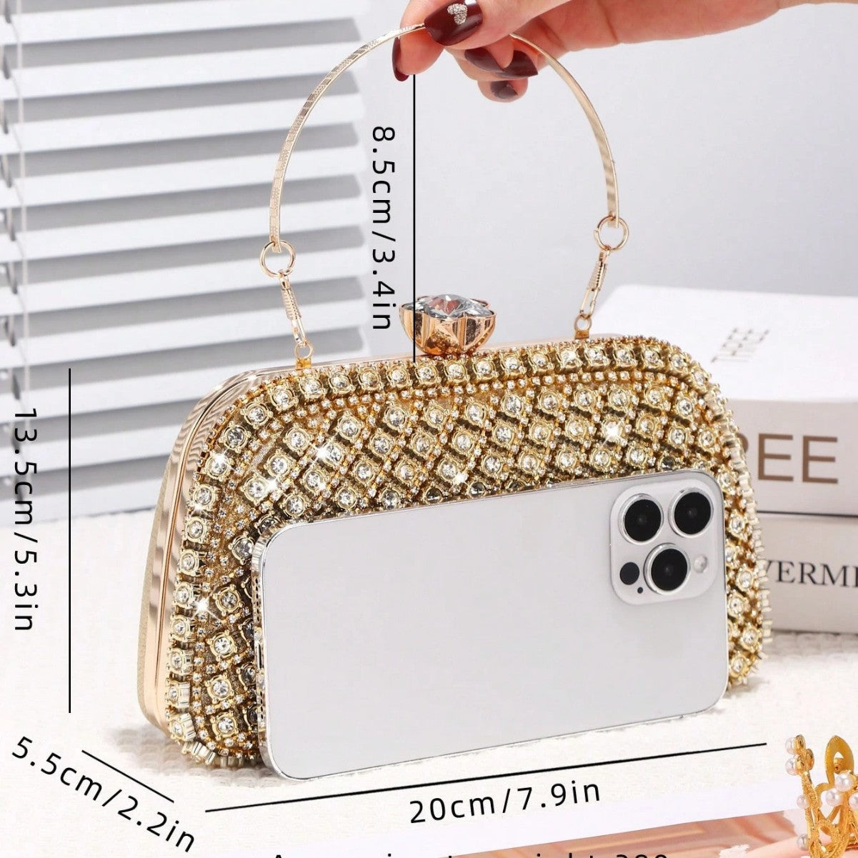 Diamond-Encrusted Evening Clutch Bag for Banquet and Formal Events