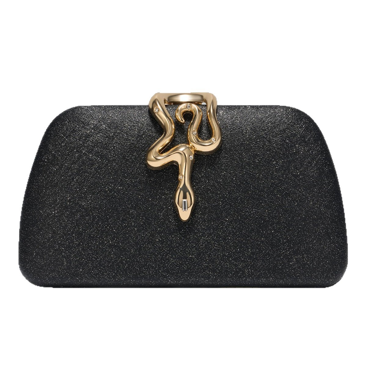 Snake Lock Evening Clutch Bag with Chain Strap for Party and Banquet