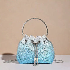 New Shiny Rhinestone Bucket Bag – Fashionable High-End Sequin Handheld, Shoulder, and Crossbody Bag