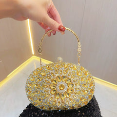 Sunflower Rhinestone Clutch for Women – Formal Party & Banquet Crossbody Bag