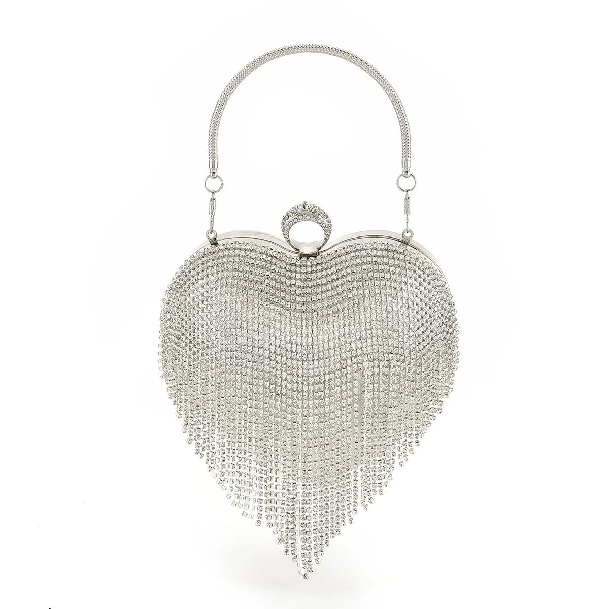 Heart-Shaped Evening Clutch Bag for Women – Tiled Pattern Formal Handbag