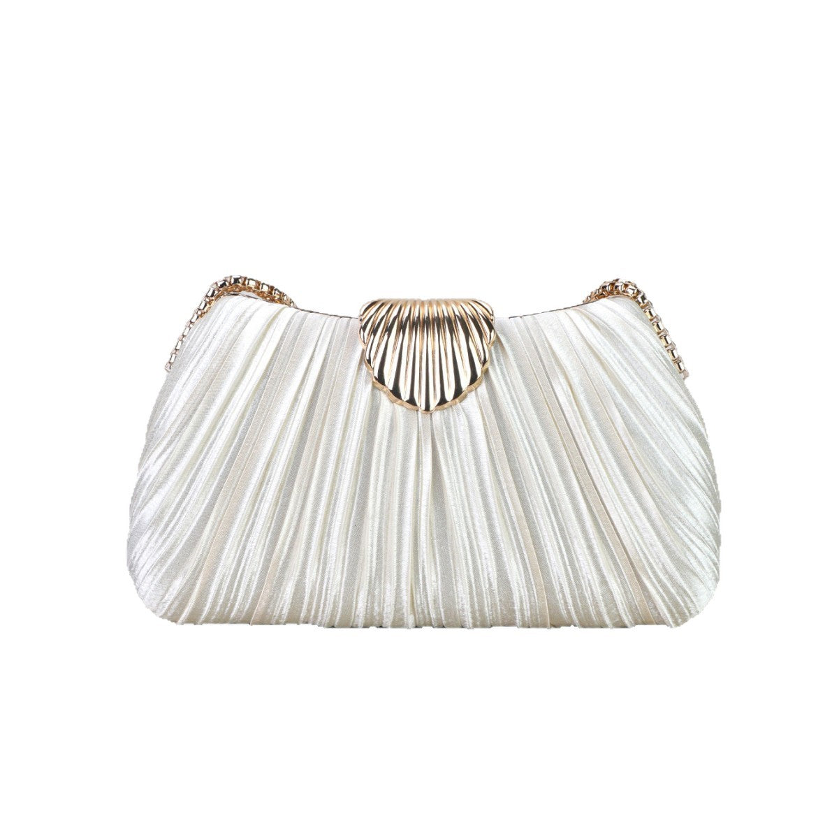 Elegant Satin Pleated Evening Clutch Bag with Buckle for Wedding and Banquet