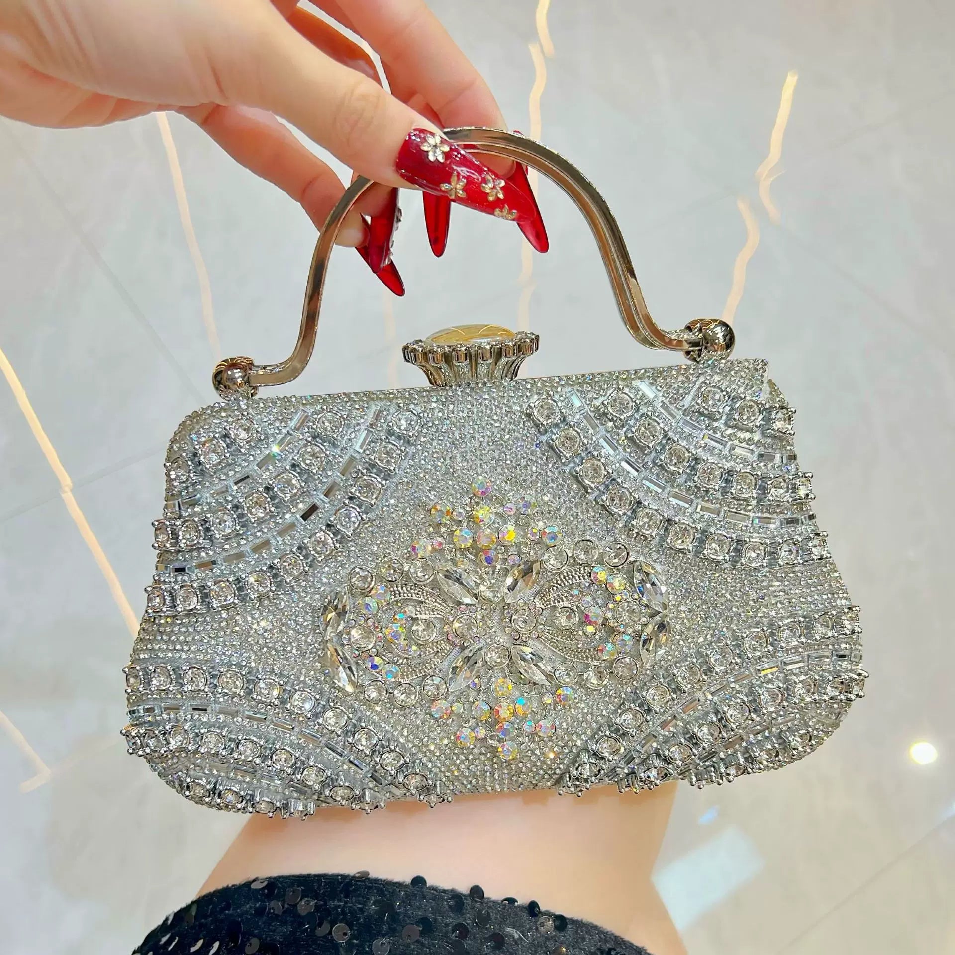 New High-End Diamond-Encrusted Women's Handbag – Luxury Clutch, Shoulder, and Crossbody Evening Bag