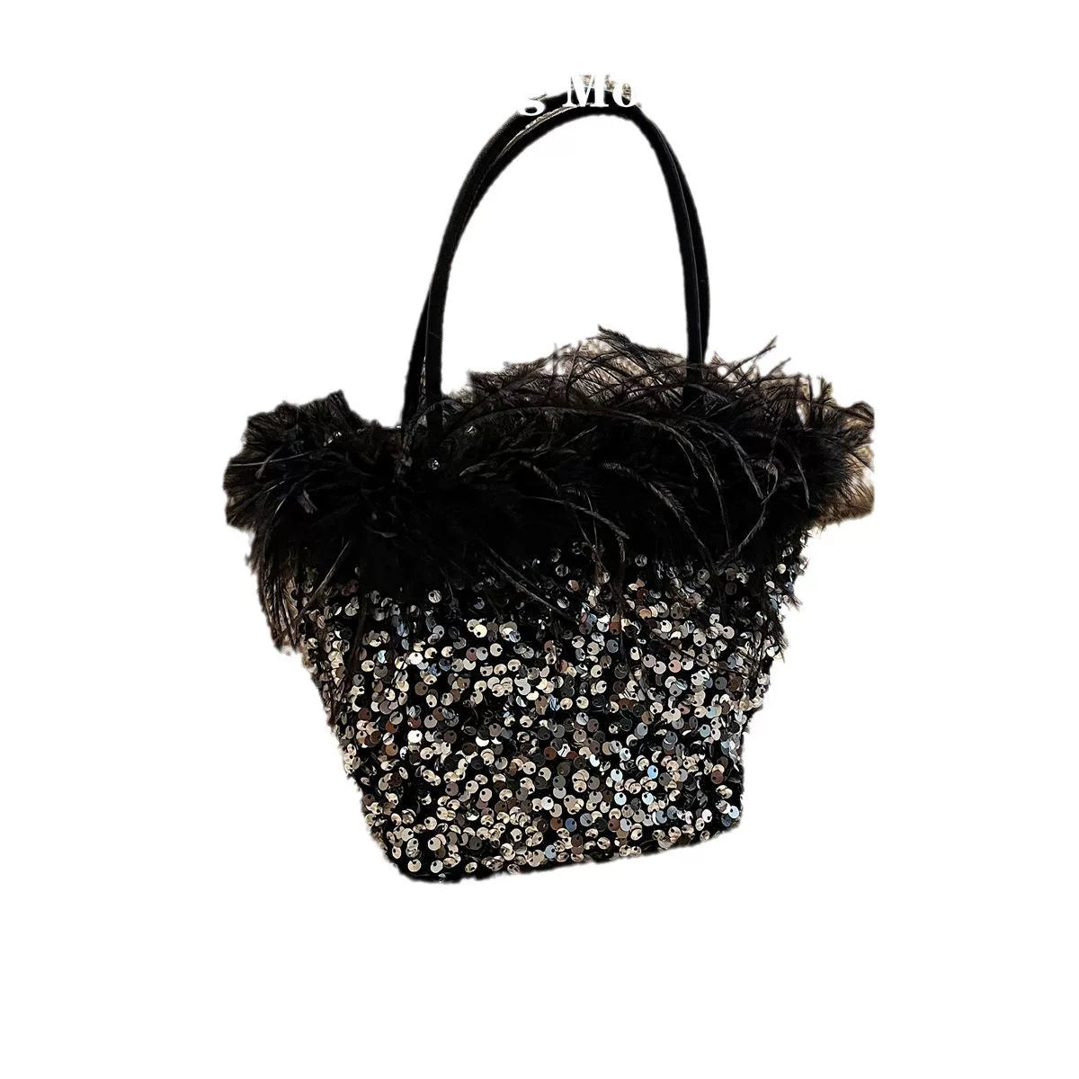 2025 Sequin Dinner Bag with Ostrich Feather - Handheld, Shoulder, and Crossbody Party Bag for Women