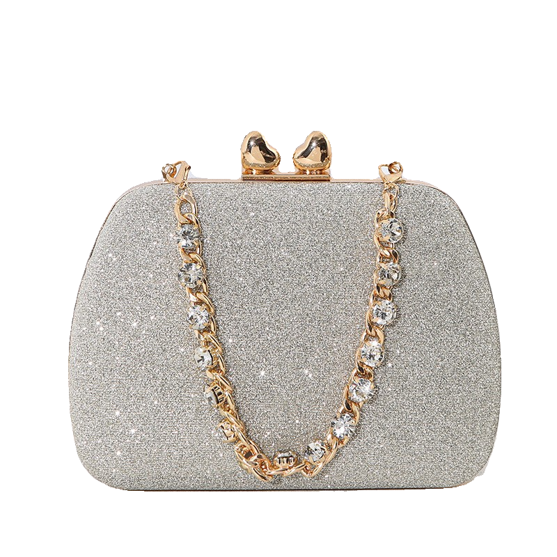 Small Love Rhinestone Dinner Bag – Portable Crossbody Small Square Clutch for Celebrity Banquets