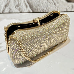 Diamond-Encrusted Evening Clutch with Crossbody Strap for Banquet and Formal Events