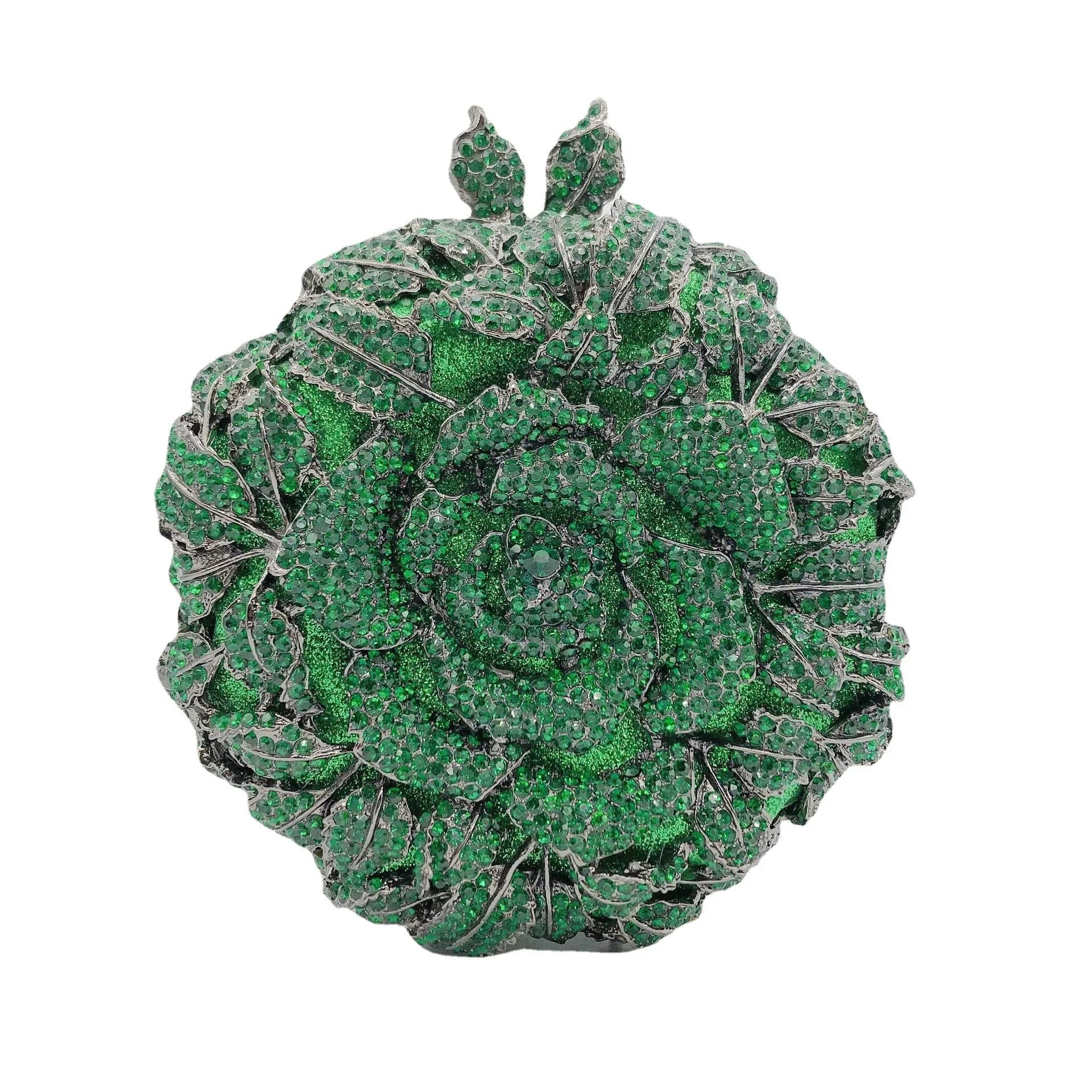 Diamond Dinner Bag – European and American Flower Cosmetic Bag, Small Round Banquet Handbag with Chain