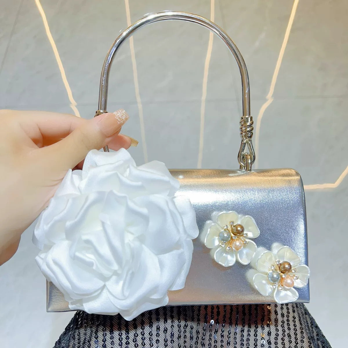 New Cross-Border Floral Shoulder Bag for Women – Elegant Wedding and Party Evening Bag