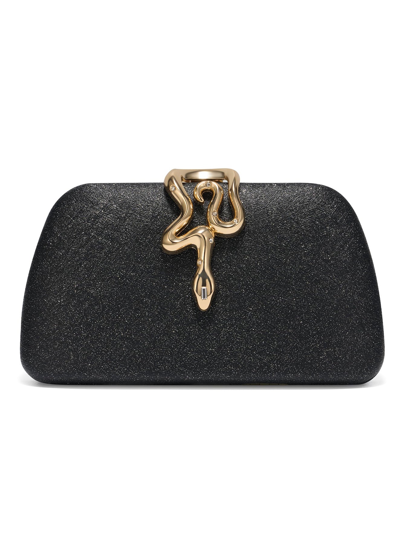 Elegant White Evening Clutch – Gold Snake Clasp Handbag for Women