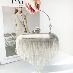 2025 European and American Rhinestone Tassel Dinner Bag - Small Square Handbag for Evening Dress