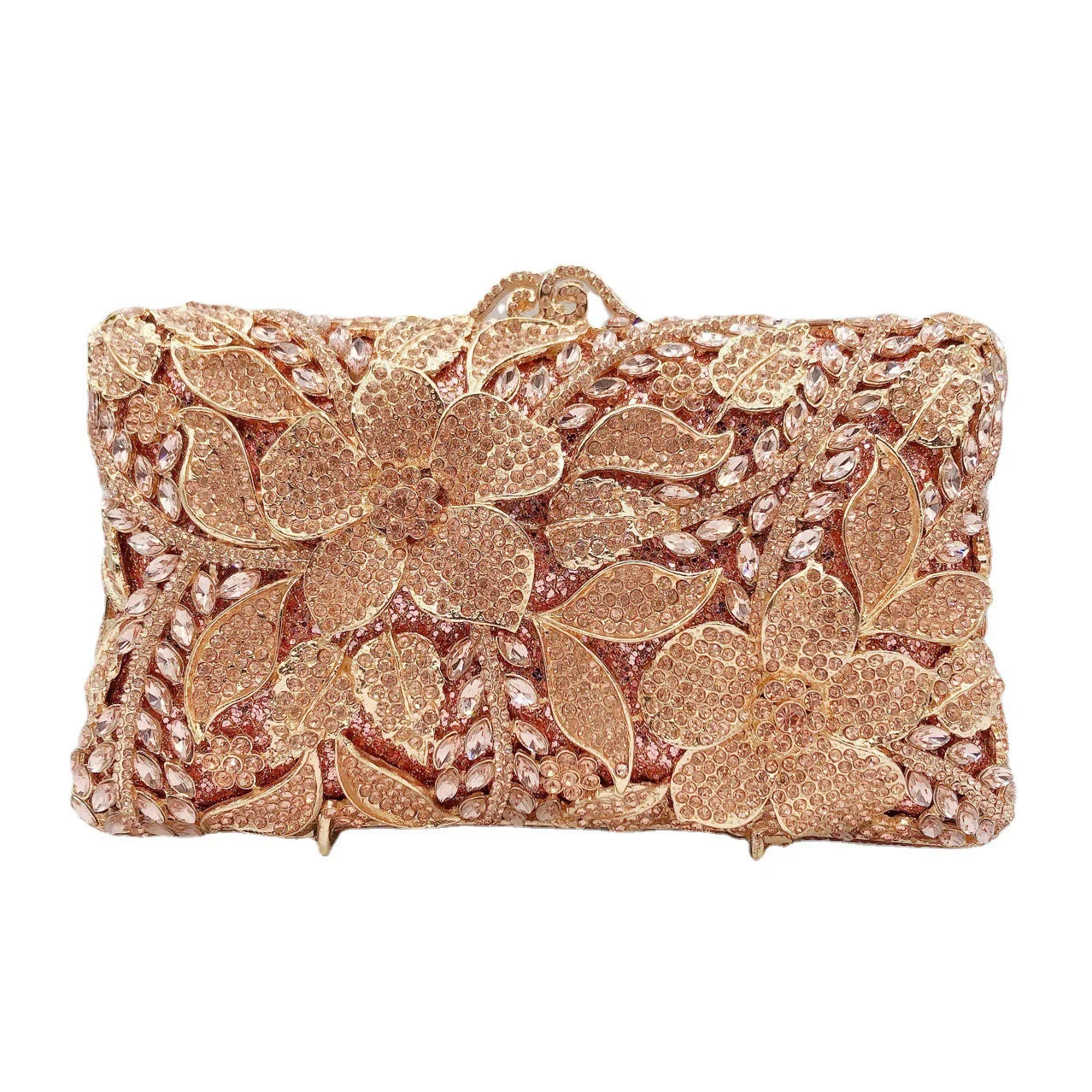 Floral Rhinestone Evening Clutch for Women – Bridal Wedding & Banquet Handbag