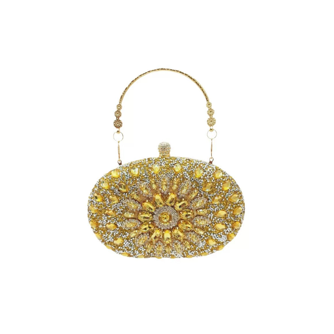 Sunflower Rhinestone Clutch for Women – Formal Party & Banquet Crossbody Bag
