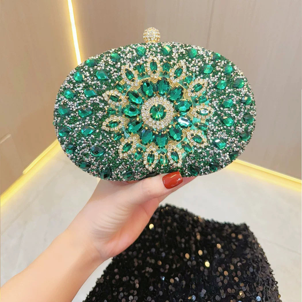 Sunflower Rhinestone Clutch for Women – Formal Party & Banquet Crossbody Bag