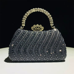 Rhinestone Evening Clutch Bag for Women – Crystal Handle Formal Wedding & Party Handbag