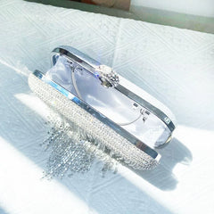 2025 European and American Rhinestone Tassel Dinner Bag - Small Square Handbag for Evening Dress