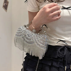 Gold & Silver Rhinestone Evening Bag for Women – Small Shoulder & Crossbody Clutch