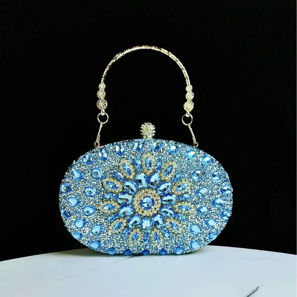 Sunflower Rhinestone Clutch for Women – Formal Party & Banquet Crossbody Bag