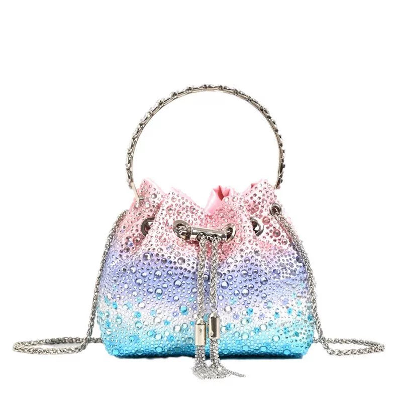 New Shiny Rhinestone Bucket Bag – Fashionable High-End Sequin Handheld, Shoulder, and Crossbody Bag
