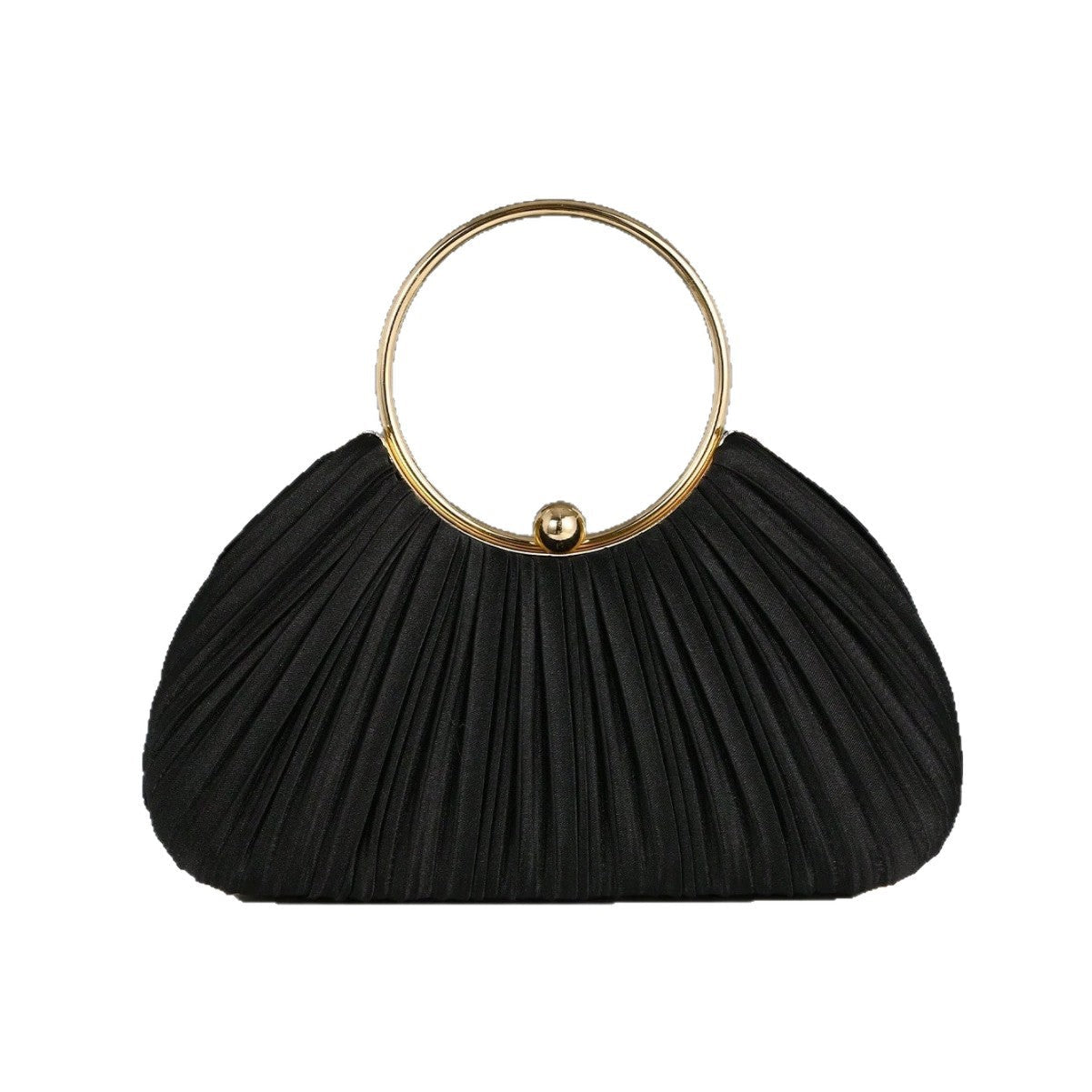 Pleated Evening Clutch with Ring Detail for Dinner Party and Banquet