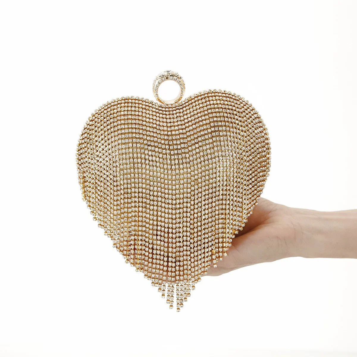 Heart-Shaped Evening Clutch Bag for Women – Tiled Pattern Formal Handbag